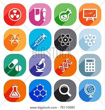 Trendy Flat science icons. Vector elements