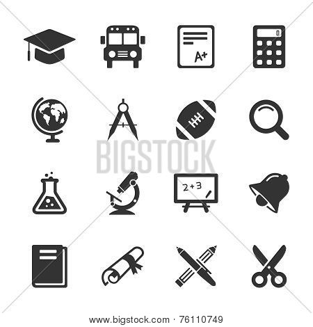 Education and school icons white. Vector