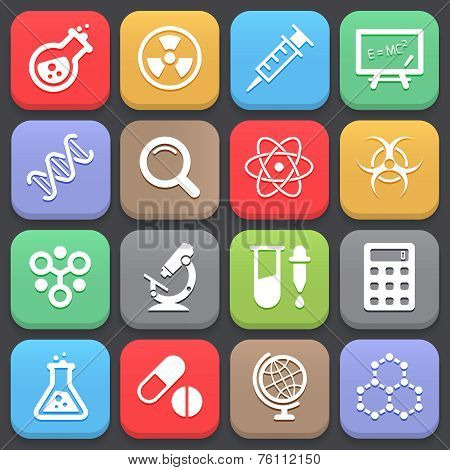 Trendy science icons for web or mobile. Vector