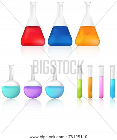 Science Test Tube And Beaker Icon Set
