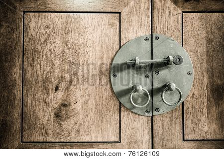 Vintage black Latch on wood cupboard