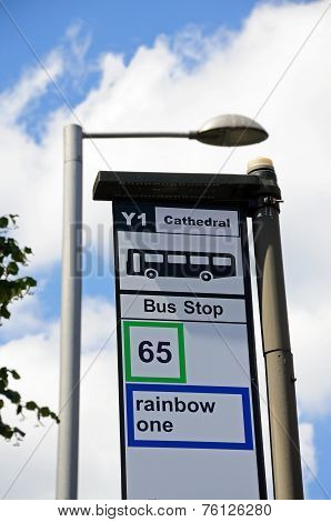 Nottingham city centre bus stop sign.