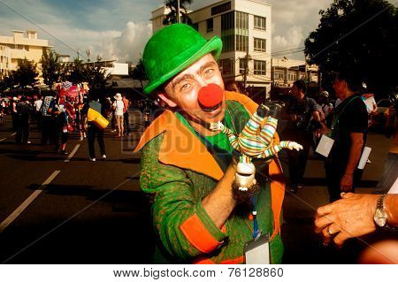 Actors Holding Puppets In Harmony World Puppet Carnival In Bangkok,thailand 2014 Parade.