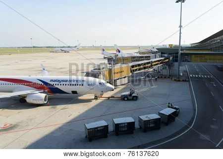 KUALA LUMPUR-MAY 06: KLIA airport on MAY 06, 2014 in Kuala Lumpur, Malaysia. Kuala Lumpur International Airport (KLIA) is Malaysia's main airport and one of the major airports of South East Asia