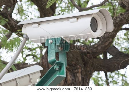 Security Cctv Camera In The Park.