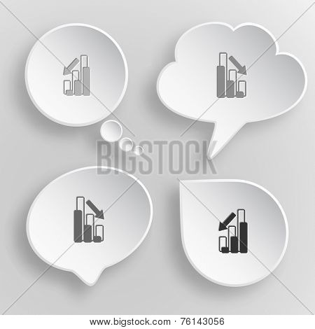Graph degress. White flat vector buttons on gray background.