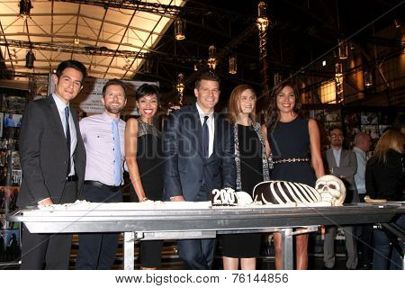 LOS ANGELES - NOV 14:  John Boyd, TJ Thyne, Tamara Taylor, David Boreanaz, Emily Deschanel, Michaela Conlin at the 