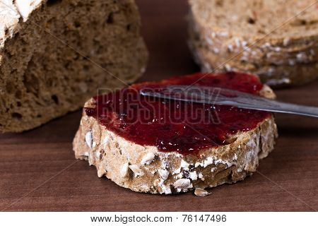 Homemade jam on integral bread