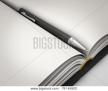 Notepad With Pen Close-up.