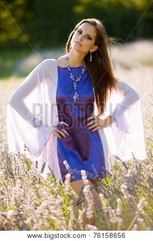 Beautiful Young Woman On Lavander Field - Lavanda Girl