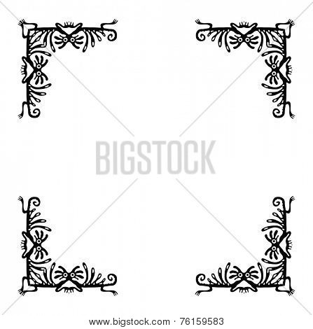 Black corners elements with dragons or lizards, vector illustration