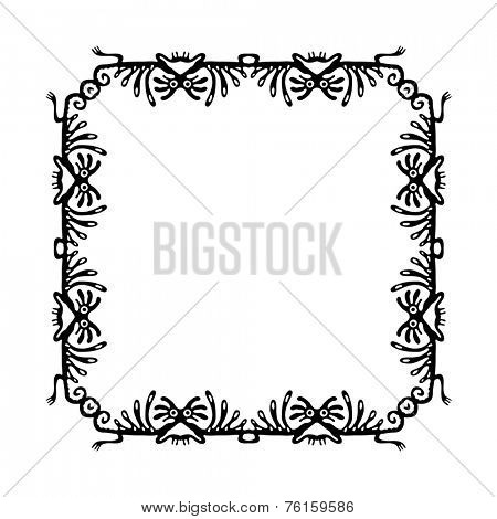 Black corners elements with dragons or monsters, vector illustration