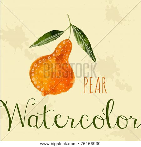Watercolor Pear Hand Drawn Style Card White Ink