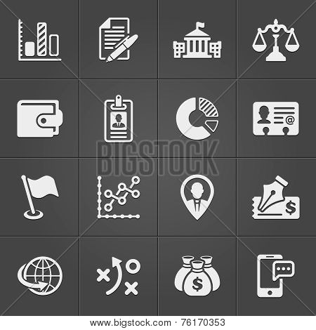 Business and finance icons on black set 3. Vector