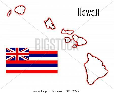 Hawaii State Map And Flag