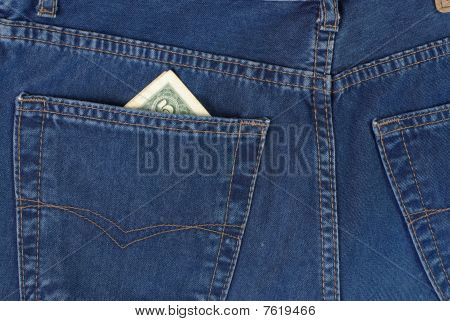 dollar in blauwe jeans zak