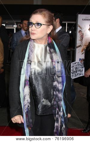 LOS ANGELES - NOV 3:  Carrie Fisher at the Dumb and Dumber To Premiere at the Village Theater on November 3, 2014 in Los Angeles, CA