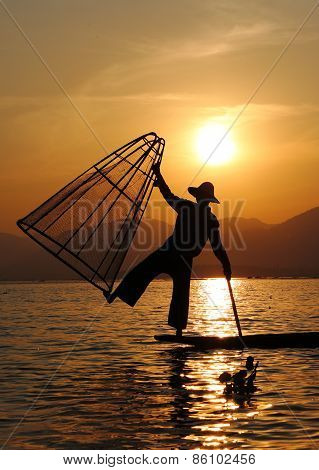 Traditional Fisherman at Inle Lake
