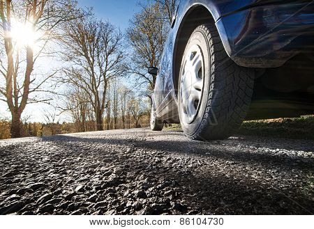 Car on asphalt road