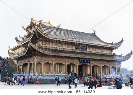 Temple On Top Of Emei Mountain