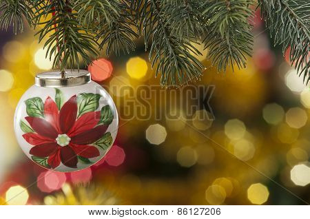 Closeup Of Colored Christmas Balls On Colored Background