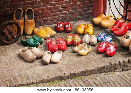 Famous traditional Dutch wooden clogs