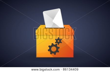Ballot Box With A Vote And Gears