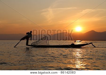 Traditional Fisherman at Inle Lake
