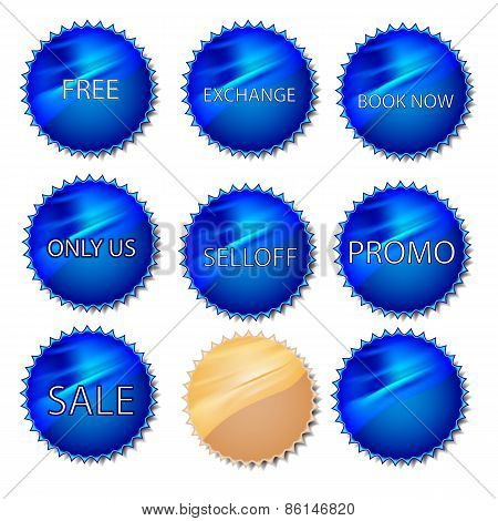 The Set Of Flourescently Blue Labels