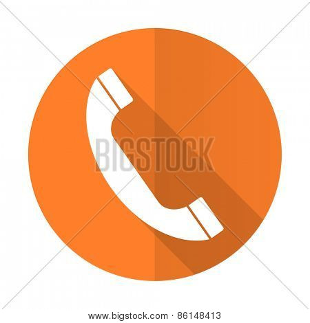 phone orange flat icon mobile phone sign 
