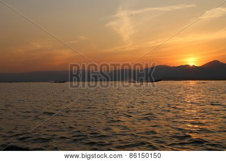 Landscape sunset, Inle Lake