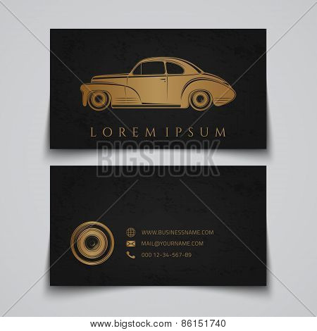 Business card template. Classic car logo.