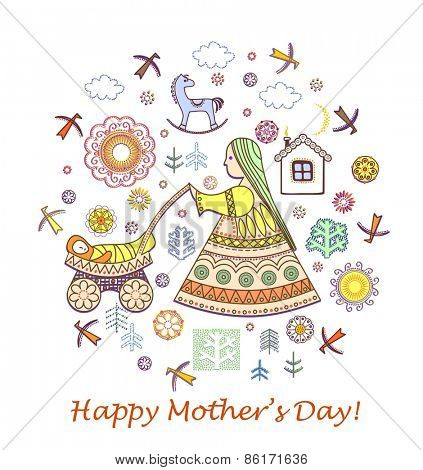 Greeting vintage card for Mothers day