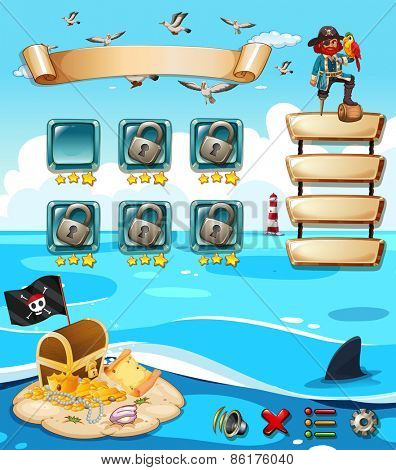 Computer game template with ocean view
