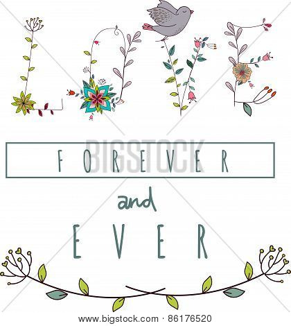 Floral elements of vintage alphabet in vector