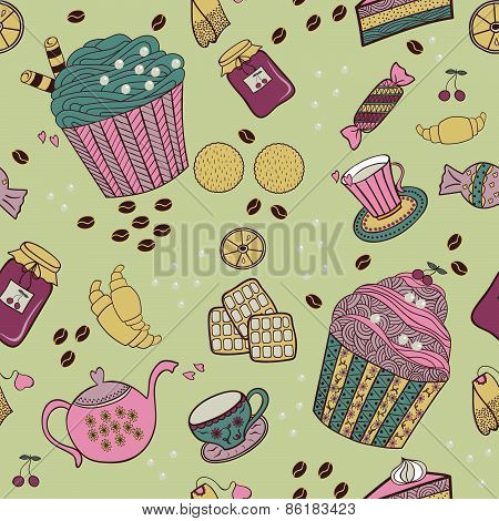 Seamless Pattern With Sweets