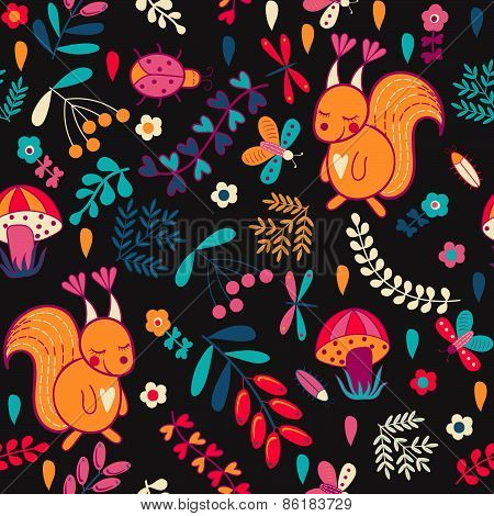 Seamless pattern with cartoon characters