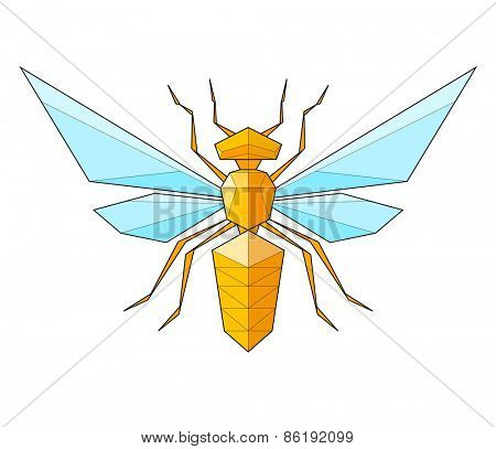 Wasp. Low polygon linear vector illustration