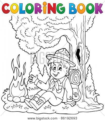 Coloring book scout boy theme 1 - eps10 vector illustration.