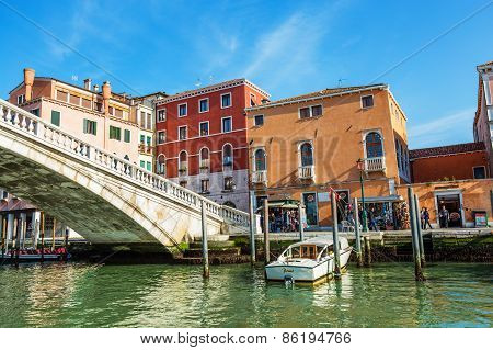 Venice, Italy - Mar 18 - Degli Scalzi Bridge On Canal Grande On Mars 18, 2015 In Venice, Italy.