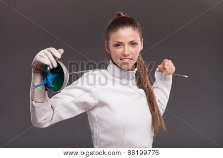 Female fencer with sword