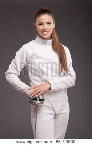Female fencer with sword