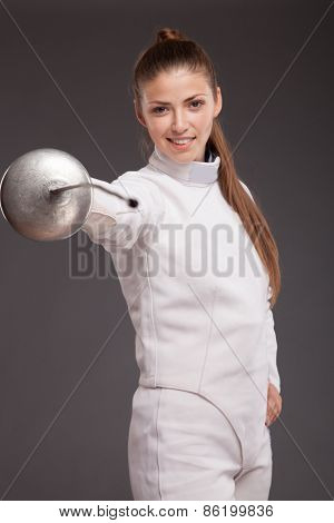 Female fencer with sword