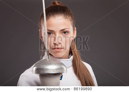 Female fencer with sword