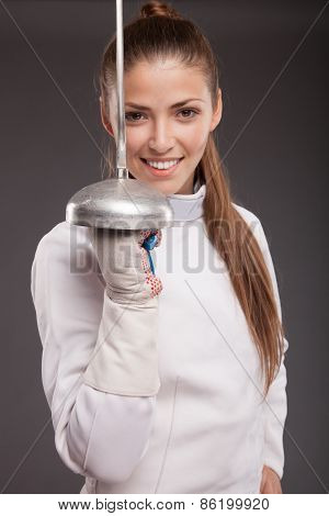 Female fencer with sword
