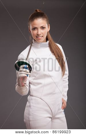 Female fencer with sword