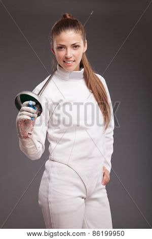 Female fencer with sword