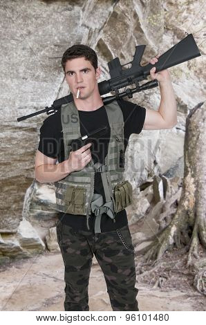 Man Soldier Smoking