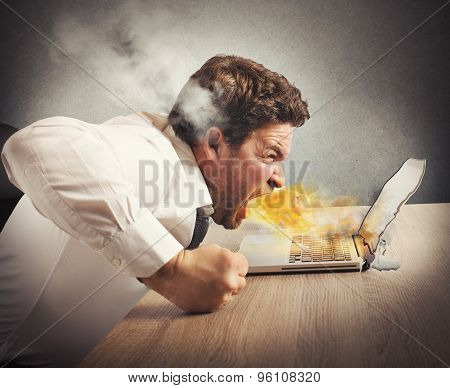 Angry businessman spits fire