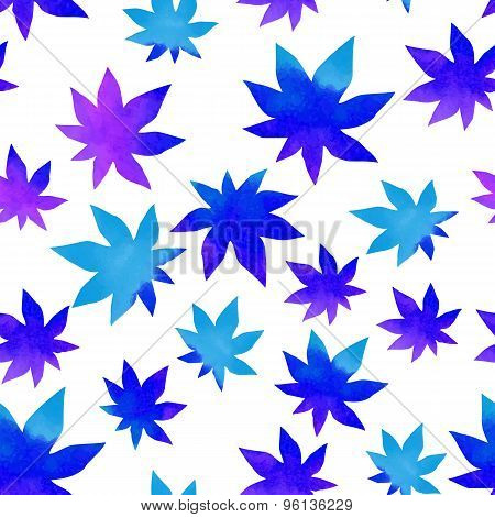 Frolar Seamless pattern with  blue frozen leaves